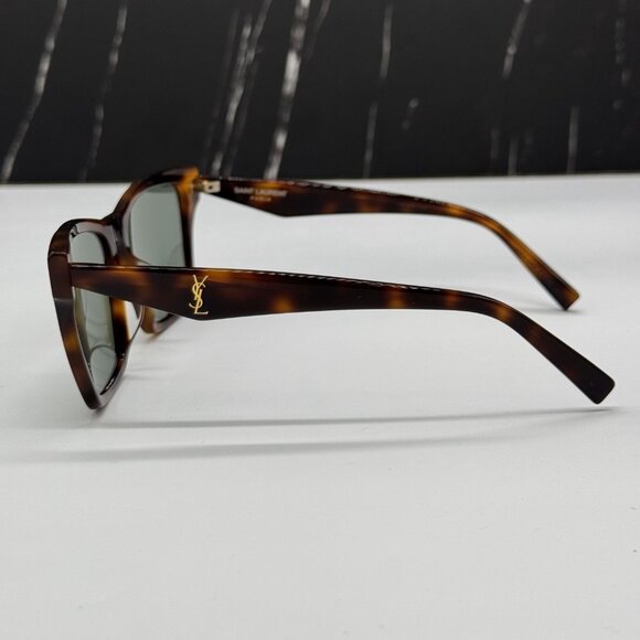 NEW SAINT LAURENT SLM104F 003 WOMEN CAT EYE HAVANA GREEN SUNGLASSES SL M104 - Picture 6 of 10